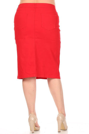 Fire Red Denim Skirt
