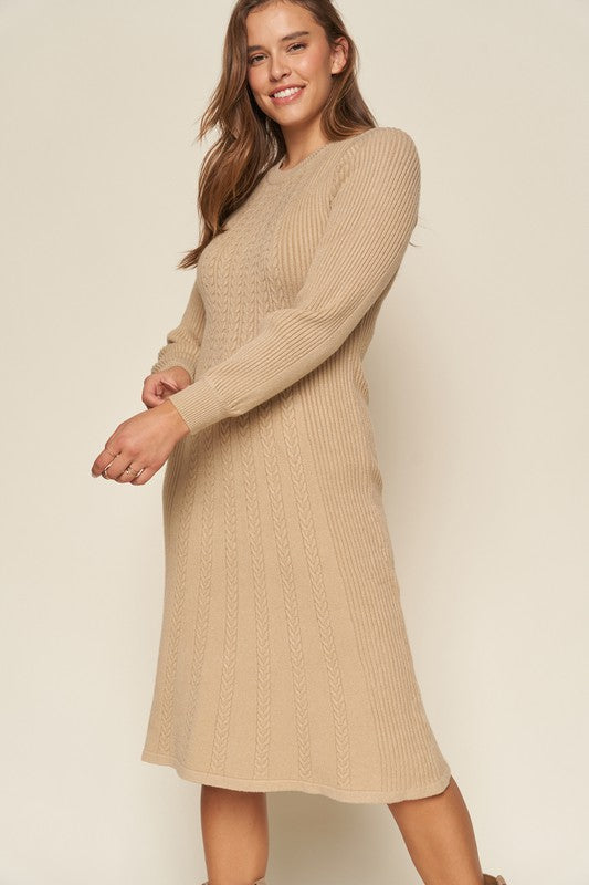 Kendra Cable Knit Sweater Dress